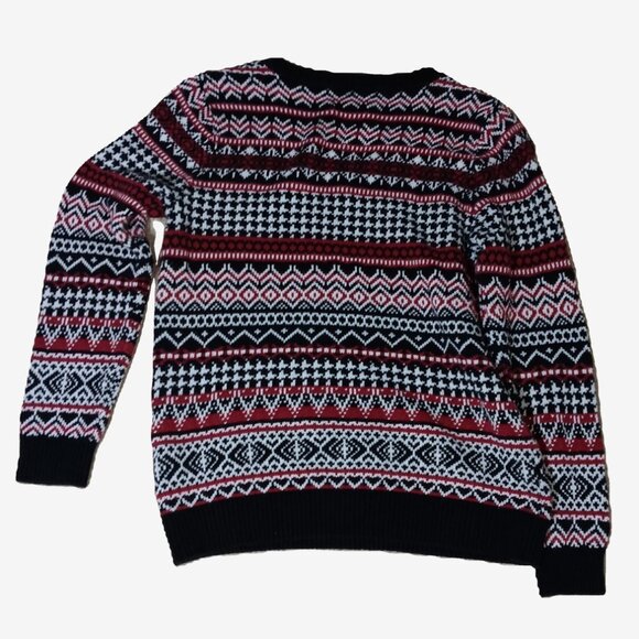 Croft & Barrow V-neck pullover Sweater Ribbed Colorful Striped, size M - Picture 2 of 5